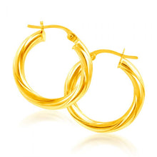 Load image into Gallery viewer, 9ct Yellow Gold Hoop Earrings in 15mm with twist