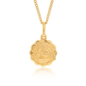 9ct Yellow Gold Baptism Medallion 12mm Pendant