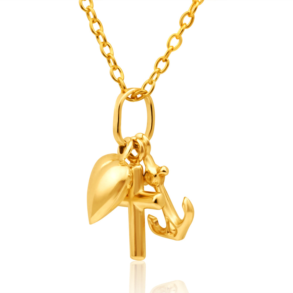 9ct Yellow Gold Faith Hope & Charity Pendant Grahams Jewellers