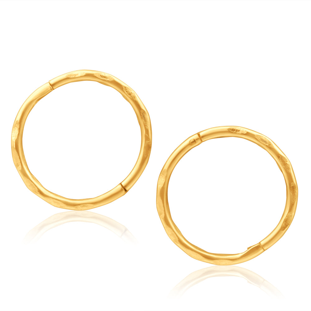 9ct Yellow Gold 10mm Faceted Sleepers Earrings