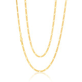 9ct Yellow Solid Gold Figaro Chain 70cm in 80 Gauge