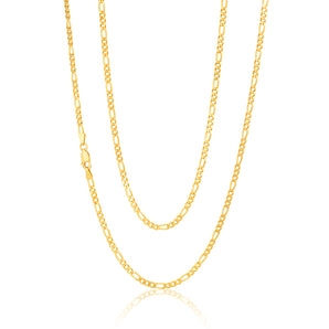 9ct Yellow Solid Gold Figaro Chain 70cm in 80 Gauge