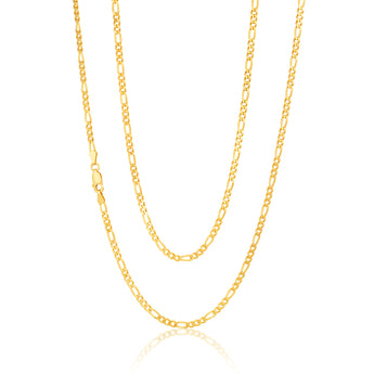 9ct Yellow Solid Gold Figaro Chain 70cm in 80 Gauge