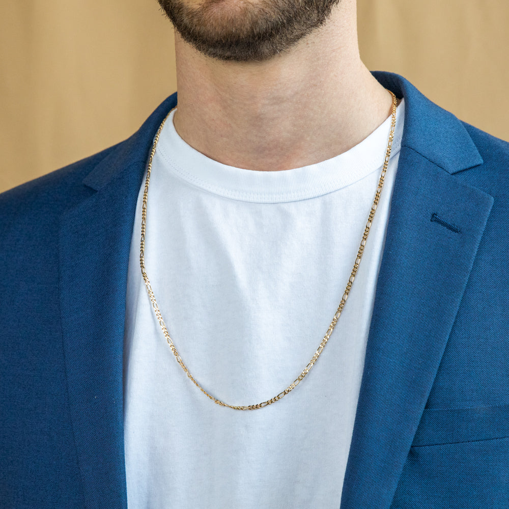 9ct Yellow Solid Gold Figaro Chain 70cm in 80 Gauge – Grahams