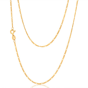 9ct Yellow Solid Gold Figaro 1:3 Dicut 40cm Chain 40Gauge