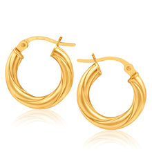 Load image into Gallery viewer, 9ct Yellow Gold 10mm Small Twist Hoop Earrings
