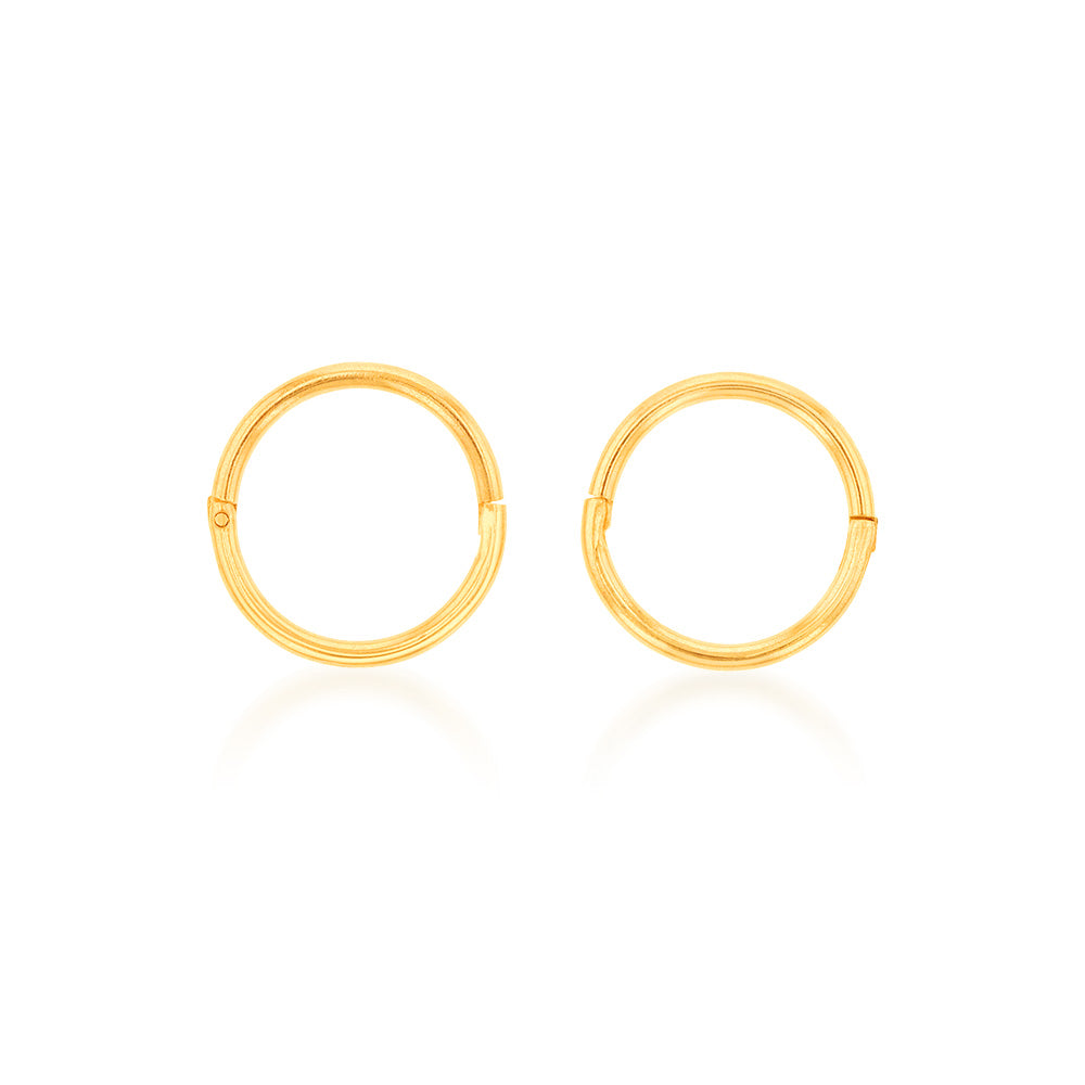 9ct Yellow Gold Sleeper Plain 8mm Earrings