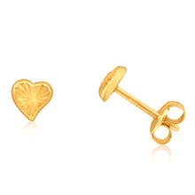 Load image into Gallery viewer, 9ct Yellow Gold Small Heart Stud Earrings