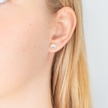 9ct Yellow Gold Bezel Set 6mm Cubic Zirconia Stud Earrings