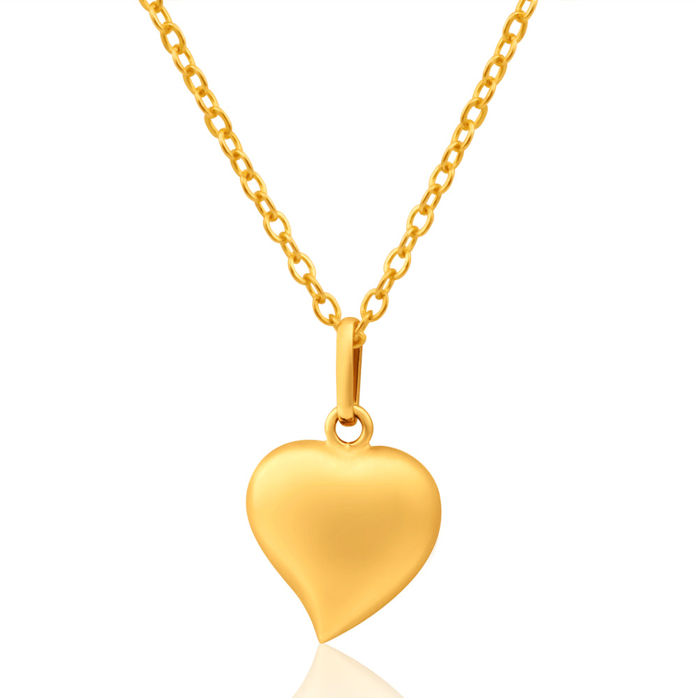 9ct Yellow Gold Plain Heart Pendant