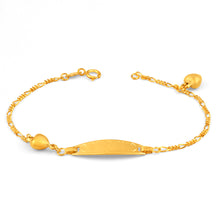 Load image into Gallery viewer, 9ct Yellow Gold Figaro 1:3 ID 16cm Bracelet with Heart Charms
