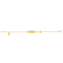 Load image into Gallery viewer, 9ct Yellow Gold Figaro 1:3 ID 16cm Bracelet with Heart Charms