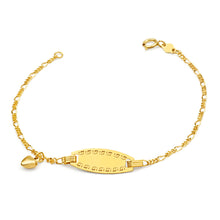 Load image into Gallery viewer, 9ct Yellow Gold ID Belcher 16cm Bracelet with Heart Charms