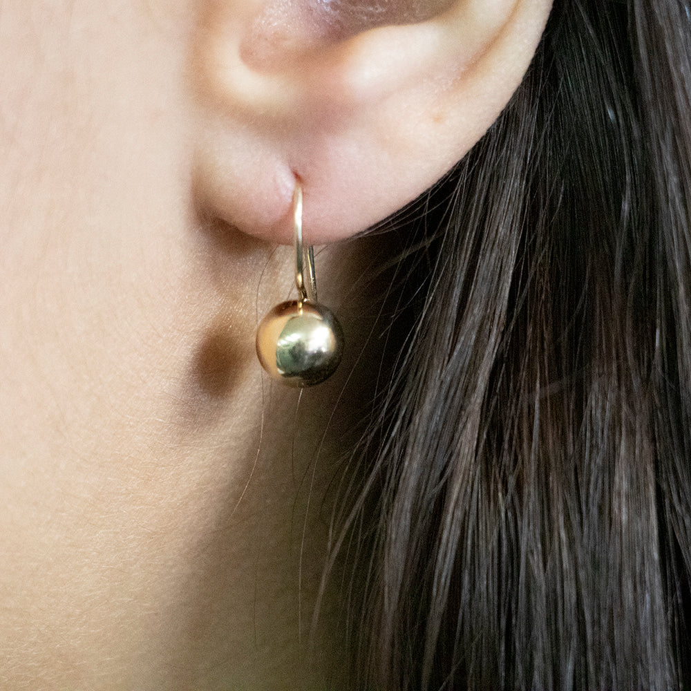 9ct Yellow Gold Euroball Drop Earrings