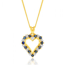 Load image into Gallery viewer, 9ct Yellow Gold Natural Sapphire and Diamond Pendant