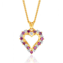Load image into Gallery viewer, 9ct Natural Ruby and Diamond Heart Pendant