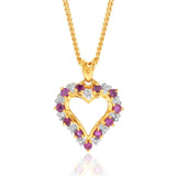 9ct Natural Ruby and Diamond Heart Pendant