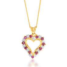 Load image into Gallery viewer, 9ct Natural Ruby and Diamond Heart Pendant