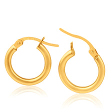 Load image into Gallery viewer, 9ct Yellow Gold 10mm Plain Hoop Earrings Italian Made