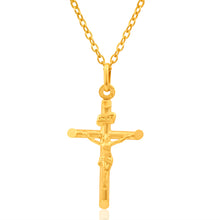 Load image into Gallery viewer, 9ct Yellow Gold Crucifix Bar Pendant