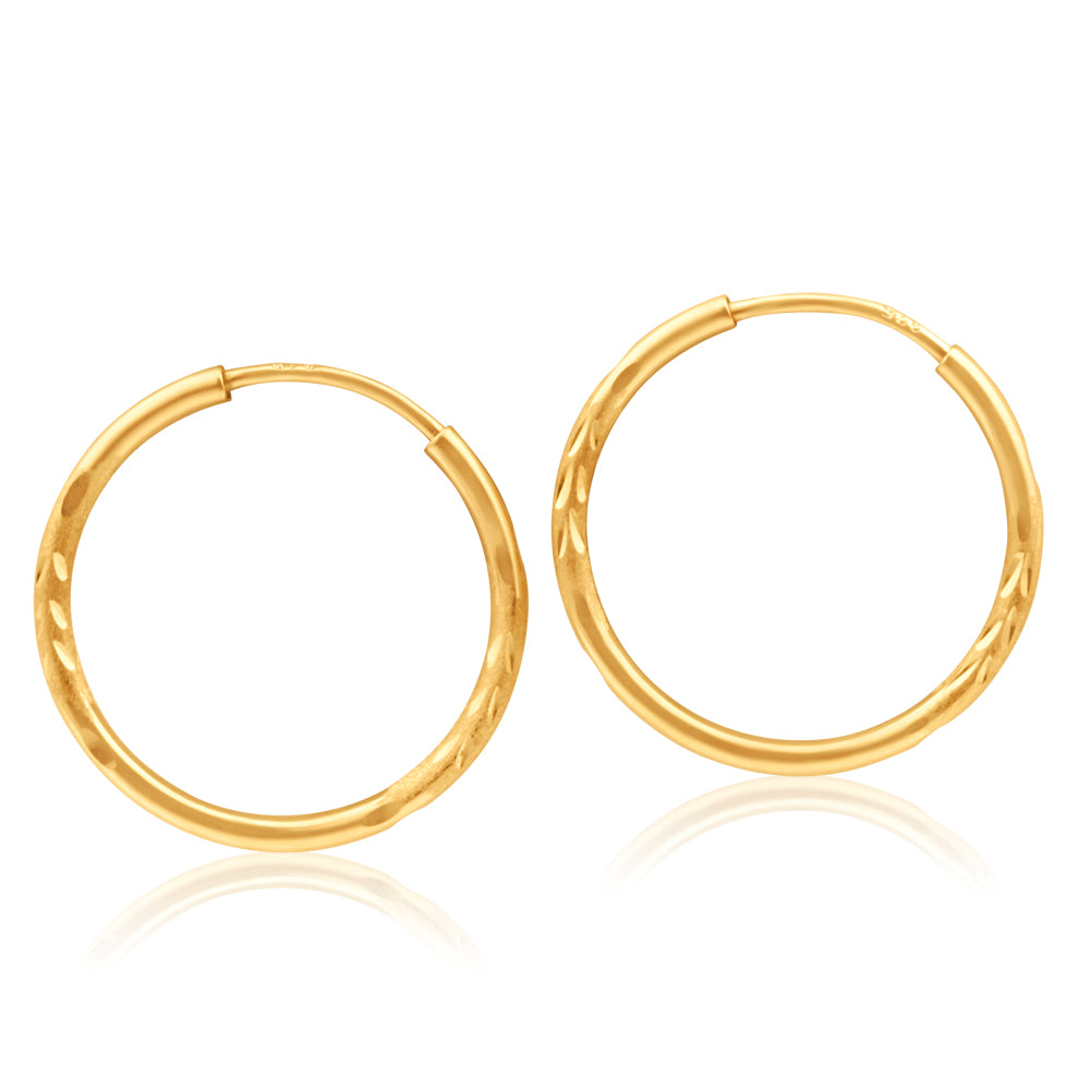 9ct Yellow Gold 13mm Hoop Earrings
