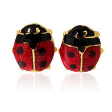 Load image into Gallery viewer, 9ct Yellow Gold Ladybug Enamel Stud Earrings