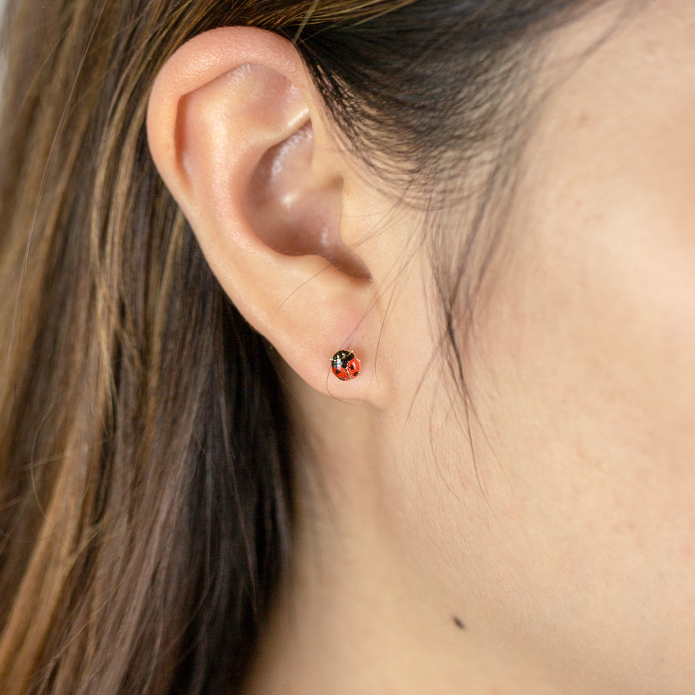 Ladybug gold earrings sales