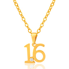 Load image into Gallery viewer, 9ct Yellow Gold &quot;16&quot; Pendant Set With 1 Diamond