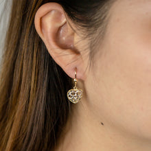 Load image into Gallery viewer, 9ct Yellow Gold &amp; White Gold Two-Tone Heart Shaped Filigree Drop Earrings