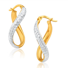 Load image into Gallery viewer, 9ct Yellow Gold &amp; White Gold Dazzling Hoop Earrings