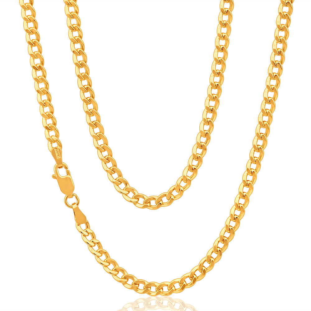 9ct Yellow Gold Copper Filled Curb 100 gauge Chain in 45cm Grahams Jewellers