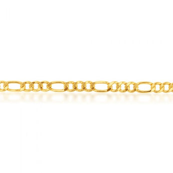 9ct Yellow Gold Copper Filled 3:1 Figaro 21cm Bracelet 230Gauge