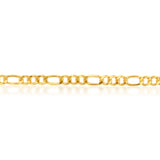 9ct Yellow Gold Copper Filled 3:1 Figaro 21cm Bracelet 230Gauge