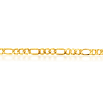 9ct Yellow Gold Copper Filled 3:1 Figaro 21cm Bracelet 230Gauge