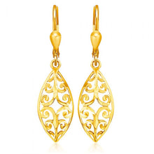 Load image into Gallery viewer, 9ct Yellow Gold Filigree Shape Drop Earrings