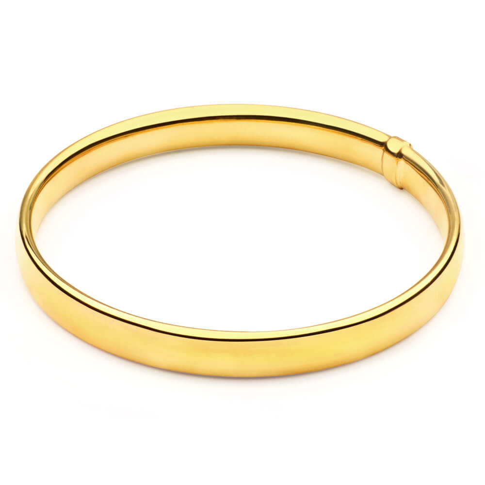 9ct Yellow Gold Silver Filled 8mm x 65mm Bangle