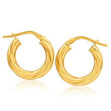 Load image into Gallery viewer, 9ct Yellow Gold Silver Filled Soft Twist 10mm Hoop Earrings