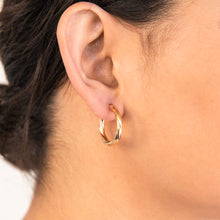 Load image into Gallery viewer, 9ct Yellow Gold Silver Filled 15mm Hoop Earrings with twist pattern