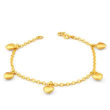 Load image into Gallery viewer, 9ct Yellow Gold Silver Filled Heart Charm 19cm Bracelet