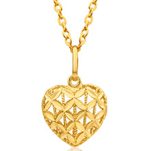 Load image into Gallery viewer, 9ct Yellow Gold Diamond Cut Heart Pendant