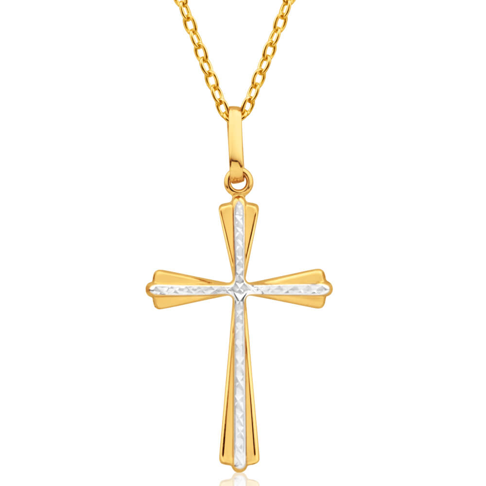 Two Tone Celtic Cross Pendant With Crystals | Celtic Cross Online