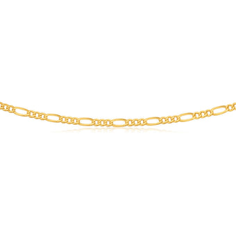 9ct Yellow Gold Figaro 1:3 80 Gauge 55cm Chain