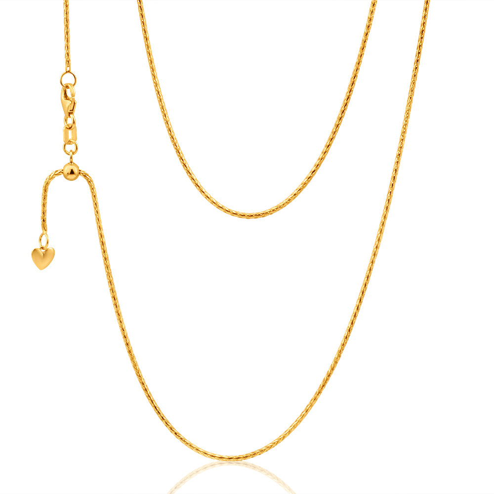 9ct Yellow Gold 50cm Wheat Chain 30 Gauge with Extender