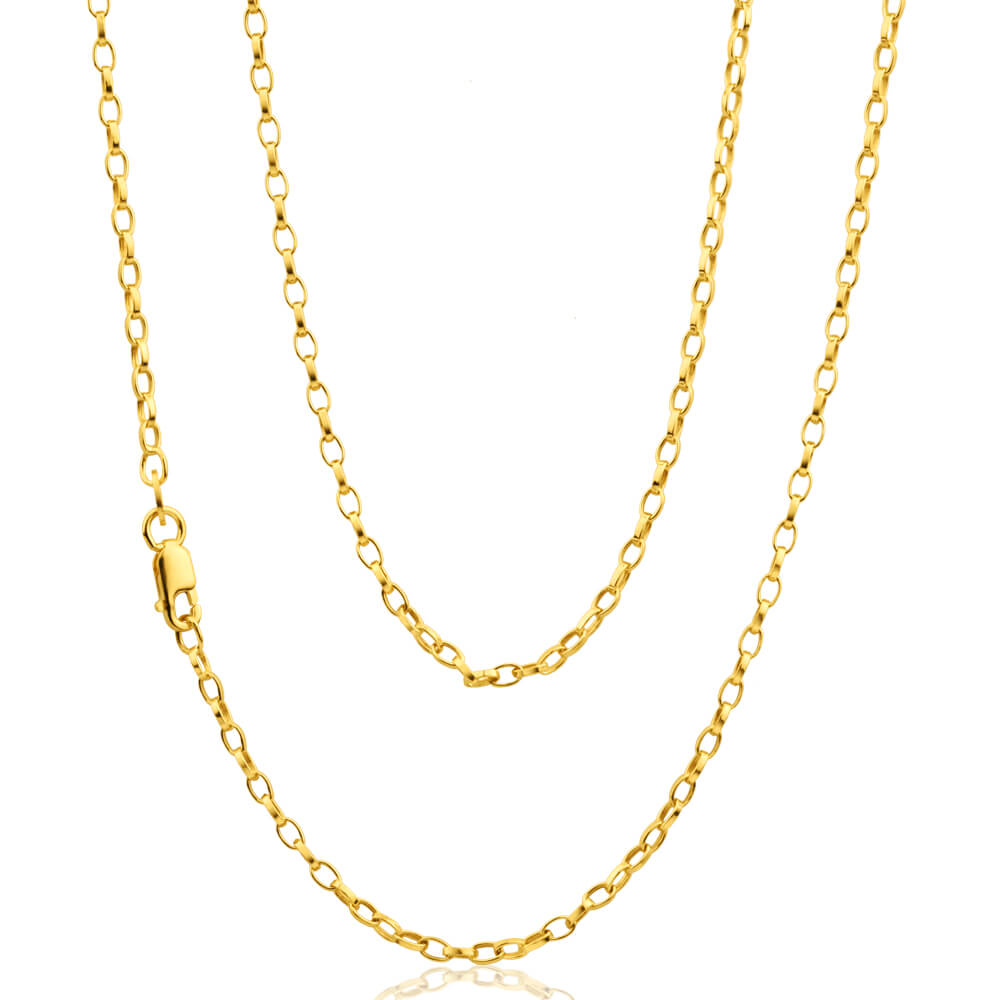 9ct Yellow Gold Silver Filled Oval Link Belcher 50 gauge Chain in 45cm