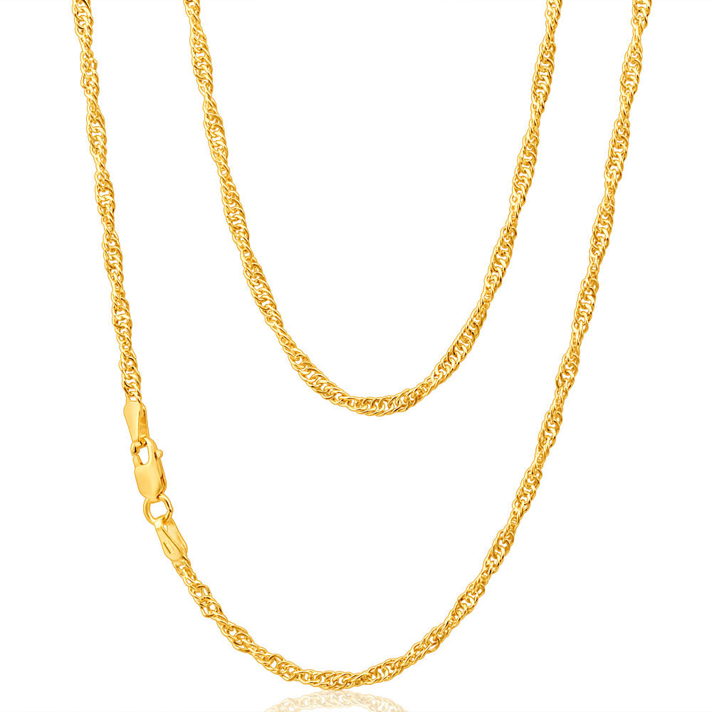 9ct Yellow Gold Silver Filled Singapore 50cm Chain 40 Gauge