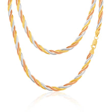 Load image into Gallery viewer, 9ct Three Tone Gold Silver Filled Plait Herringbone 45cm Chain