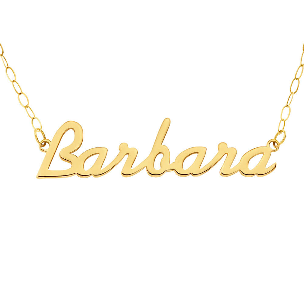 Signature 9ct Yellow Gold Pendant 6 to 8 Cursive Letter on 40cm Trace Chain