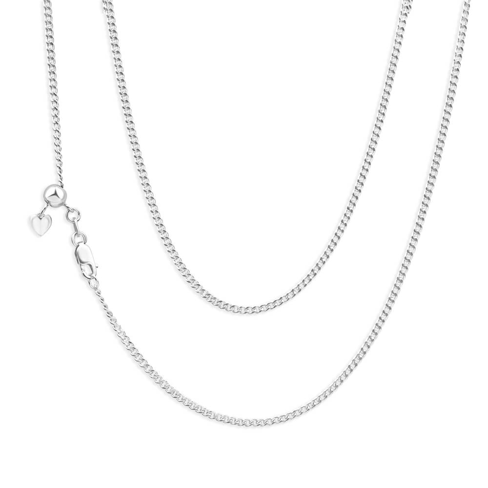 9ct White Gold Silver Filled 50 Gauge 45cm Curb Chain