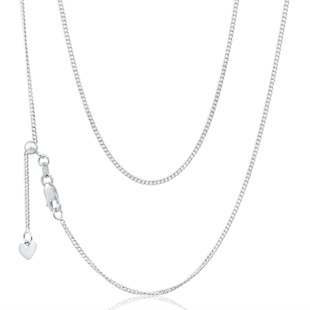 9ct White Gold Silver Filled Extend 45cm Curb Chain 40 Gauge Grahams