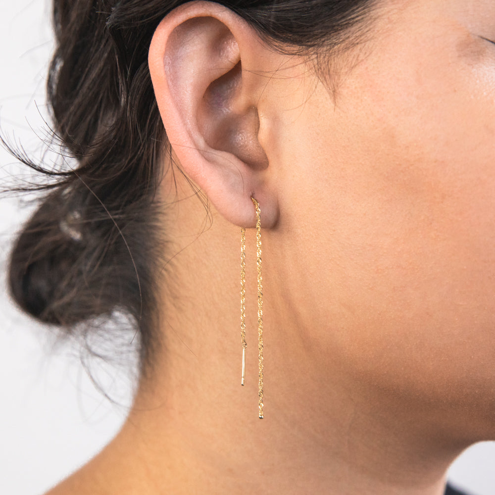 Sterling Silver Threader earrings in 18 kt Gold finish | Otis Jaxon  Jewellery